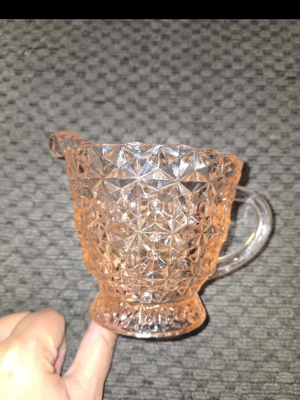 Vintage Pink Pressed Glass Creamer Pitcher - Jeannette Glass
